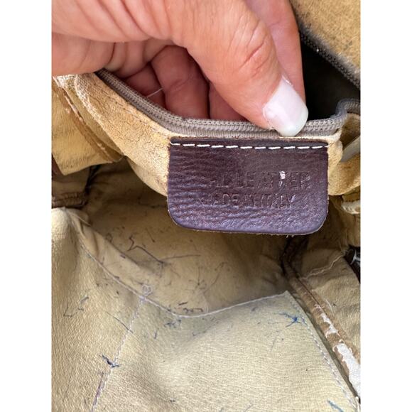 Vintage Brown Genuine Leather Backpack Rucksack Murse unisex Made in Italy Y2K - Picture 11 of 11